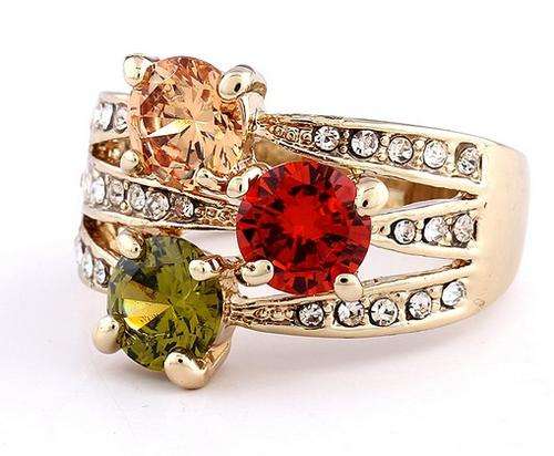 Fashion 18K White GP Ring Use Multicolour Swarovski Austrian Crystal&Zircon Size 9#