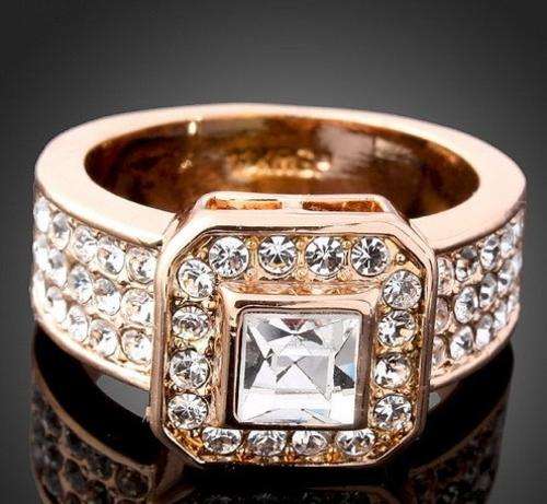 Fashion 18K White GP Ring Use Swarovski Austrian Crystal&Zircon Full Size /2 color