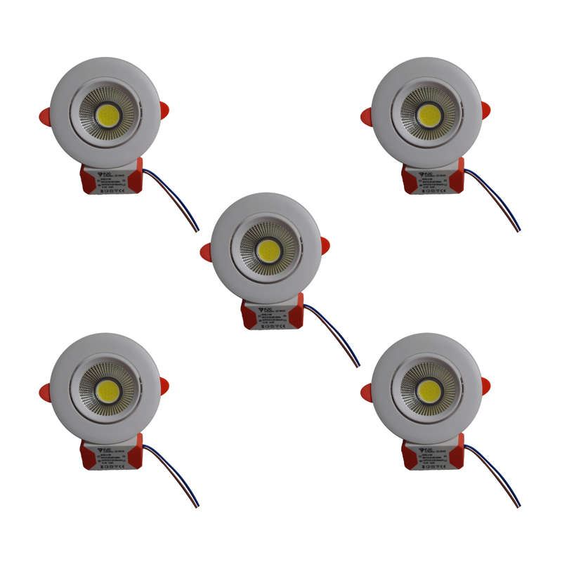 5W 8000K LED Downlight Set 5 Pack (Adjustable Downlight)