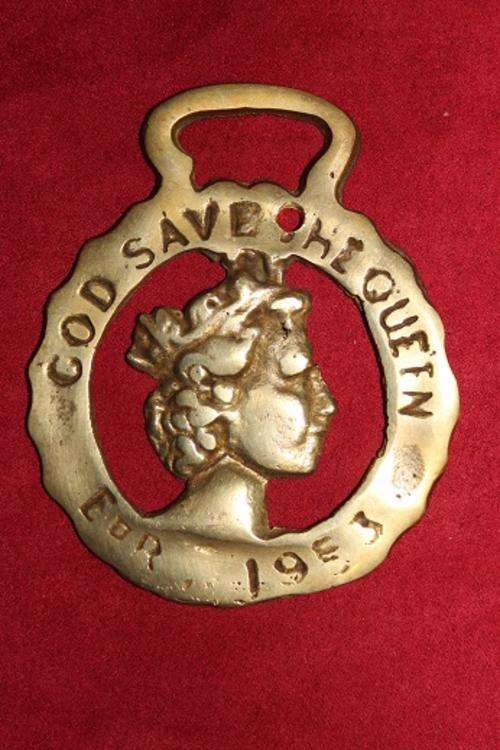 Antique English Horse Brass - God Save the Queen - Circa Early 1900's