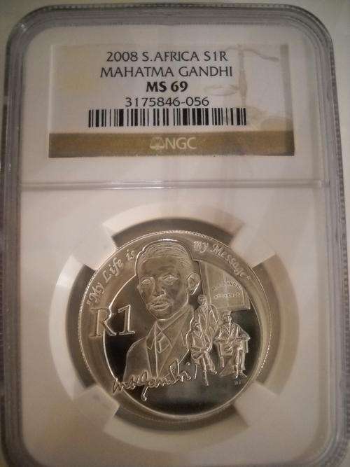 2008 GANDHI SILVER R1 NGC-MS69