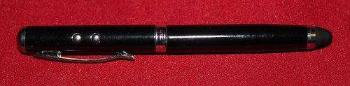 Touchscreen Stylus, Flashlight, Laser & Pen: Rubber Tip - Black