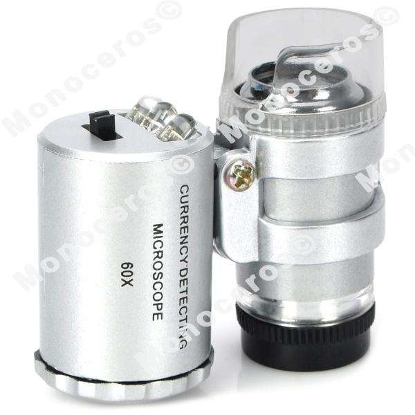 Mini 60X Microscope, 2-LED Illumination & Money/Currency Detecting UV Light