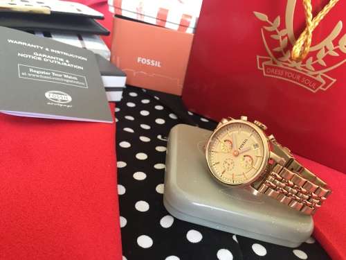 Fossil Unisex Boyfriend ES2197 Gold Stainless-Steel Quartz Watch