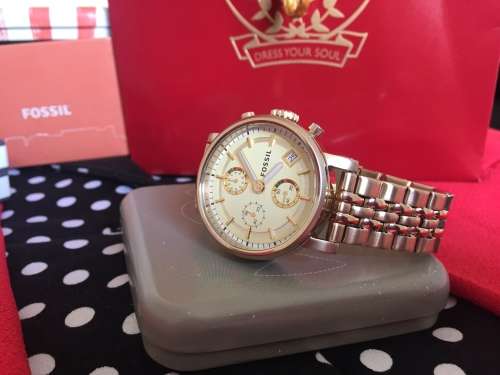 Fossil Unisex Boyfriend ES2197 Gold Stainless-Steel Quartz Watch