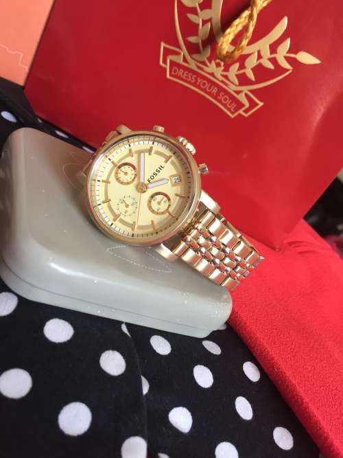Fossil Unisex Boyfriend ES2197 Gold Stainless-Steel Quartz Watch