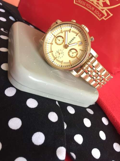 Fossil Unisex Boyfriend ES2197 Gold Stainless-Steel Quartz Watch