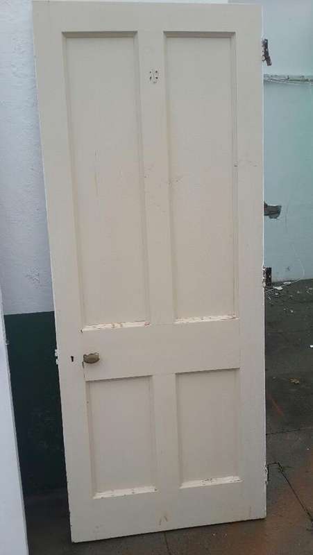1940's 3 Yellowwood doors and brass handles -  (sold separately)  houseful of wooden window frames