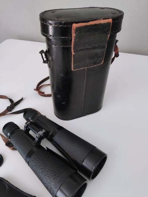 WW2 Vintage Binoculars BMJ 1942 in black leather case