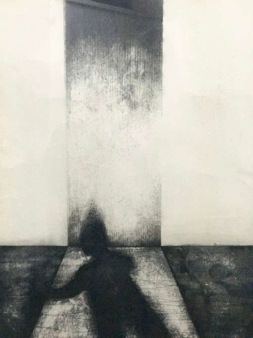 Tadeusz Jaroszynski  Etching pen and ink on paper, signed image size 68 - 54 cm. Framed