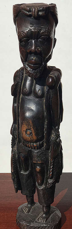 #12 African Art Fish Man holds fish in his hands, wood carvings