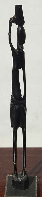 #14 African Art Women holding on head something, wood carvings