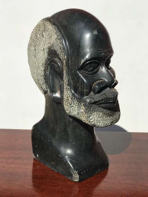 #17 African Art Man Head, carving made of stone