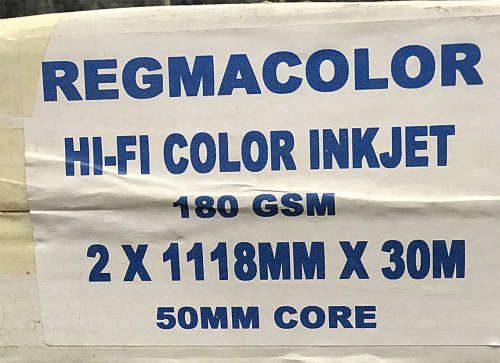 Printing Paper REGMACOLOR  180GSM 2x1119mm x 30m 50mm core