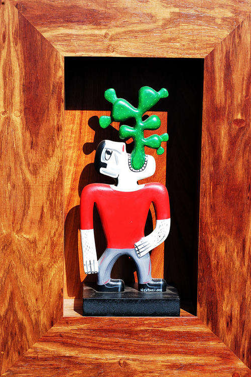Norman Catherine CACTUS MAN signed and numbered 04/033 carved and painted wood