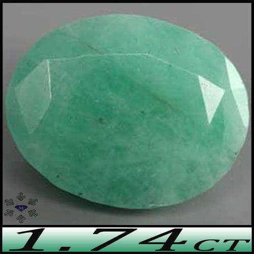 1.74CT Medium Light GREEN ZAMBIAN EMERALD - OVAL FACETED OPAQUE GEM (CEDAR OILED)