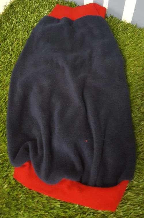 dog jersey navy fleece with red rib x-small