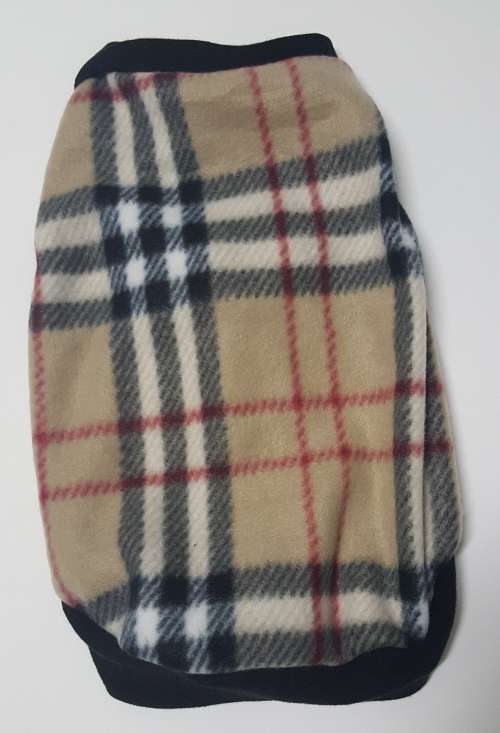 dog jersey polar fleece in beige tartan large