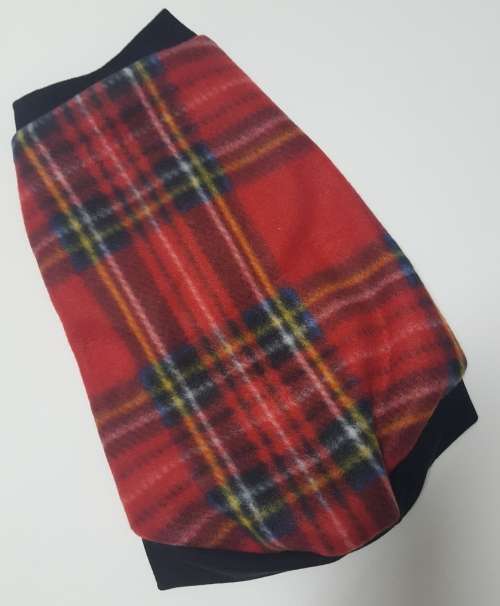 dog jersey polar fleece red tartan small