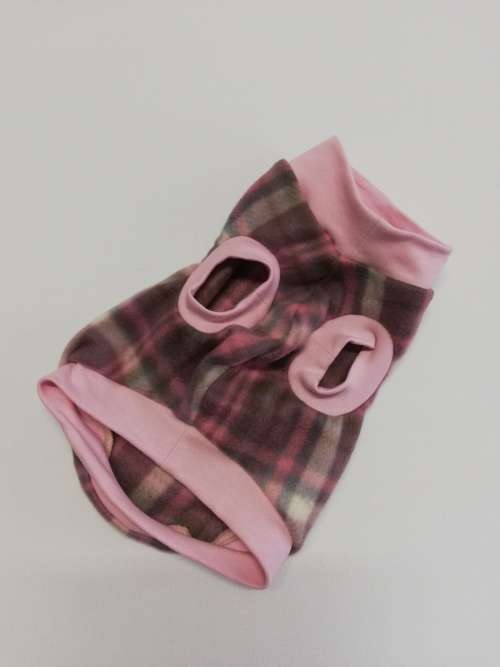 Dog jersey pink tartan print SMALL