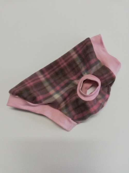 Dog jersey pink tartan print SMALL
