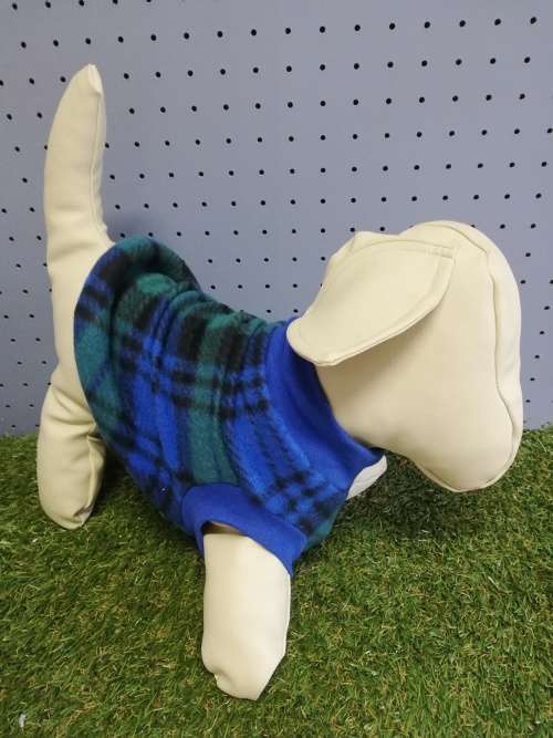 Dog jersey green and blue tartan print SMALL