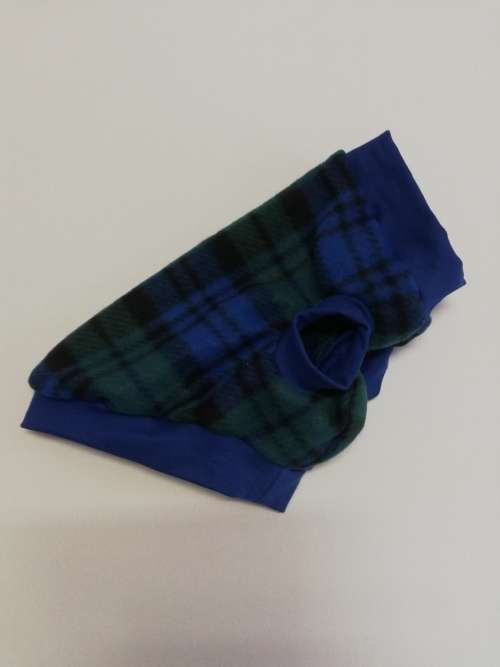 Dog jersey green and blue tartan print SMALL