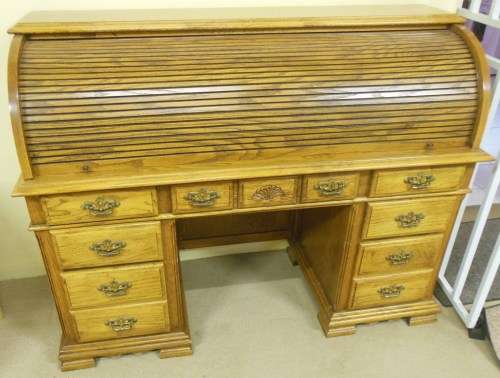 Oak Roll Top Desk  Made in USA