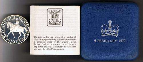 1977 Silver Proof Silver Jubilee Commemorative Crown Coin