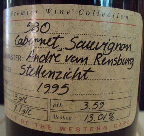 Wine Lovers Bargain 1995 Stellenzicht Cabernet Sauvignon