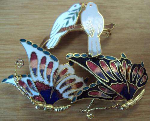 2 Butterfly and 1 Bird Brooch