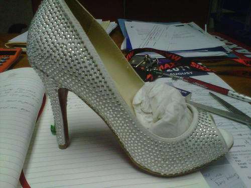 Brand new wedding diamante peep toe shoes - Euro Size 37 (size 4) Red sole