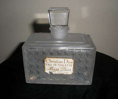 Vintage Dior Miss Dior frosted houndstooth pattern perfume bottle with stopper