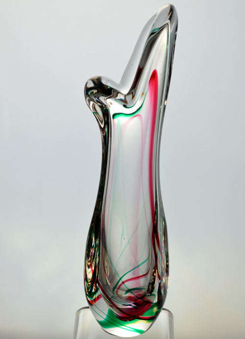 * MAGNIFICENT [ROYAL LEERDAM] TRANSPARENT & SPARKLING ART GLASS VASE: MID 20TH CENTURY