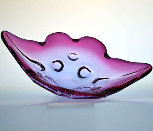 * MAGNIFICENT PURPLE MURANO ART GLASS BOWL - MID 20TH CENTURY ART GLASS AT ITS VERY BEST!