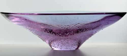 * MOST ELEGANT VIOLET and CLEAR CZECH ART GLASS BOWL, DESIGNED BY PROF MILOSLAV KLINGER (1922-1999)