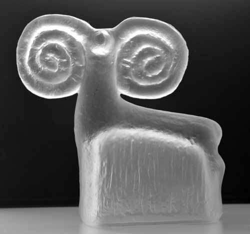 A VERY RARE CULT ITEM: RAM ('BERAN') GLASS SCULPTURE DESIGNED BY PAVEL PANEK (1945-)