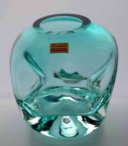 * ELEGANCE: A MAGNIFICENT TURQUOISE BLUE FRIEDRICH (GERMAN) VASE: A MID 20TH CENTURY BEAUTY OF NOTE