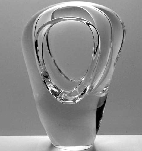 1950s TRANSPARENT CZECH ART GLASS CHRIBSKA VASE DESIGNED BY J HROBAR