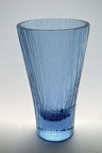 RARE & ELEGANT STEEL BLUE CZECH ART GLASS VASE/GLASS, DESIGNED BY PROF MILOSLAV KLINGER (1922-1999)