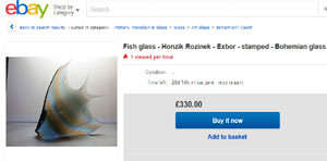 VERY RARE CULT ITEM: EXBOR FISH GLASS SCULPTURE DESIGN (ATTRIBUTED) ROZINEK AND HONZIK IN THE 1980s