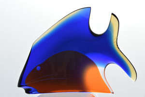 VERY RARE CULT ITEM: EXBOR FISH GLASS SCULPTURE DESIGN (ATTRIBUTED) ROZINEK AND HONZIK IN THE 1980s