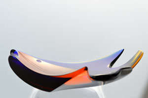 VERY RARE CULT ITEM: EXBOR FISH GLASS SCULPTURE DESIGN (ATTRIBUTED) ROZINEK AND HONZIK IN THE 1980s