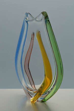 * A MAGNIFICENT & MOST ELEGANT CZECH ART GLASS VASE DESIGNED BY FRANTISEK ZEMEK FOR MSTISOV
