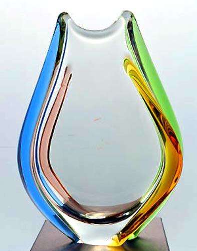 * A MAGNIFICENT & MOST ELEGANT CZECH ART GLASS VASE DESIGNED BY FRANTISEK ZEMEK FOR MSTISOV