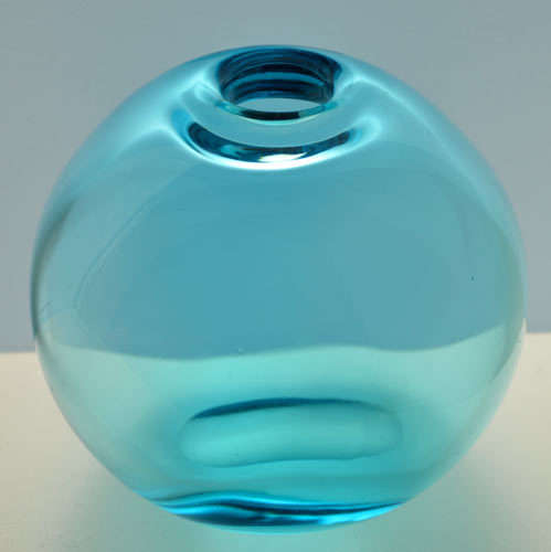 * A DELICATE & VERY BEAUTIFUL AZURE-COLOURED ART GLASS BALL VASE (MOST LIKELY CZECH)
