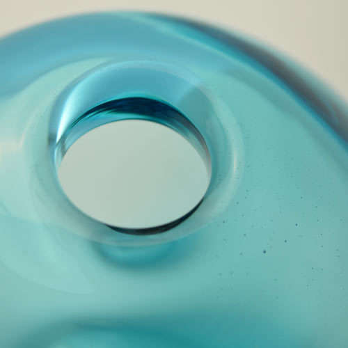 * A DELICATE & VERY BEAUTIFUL AZURE-COLOURED ART GLASS BALL VASE (MOST LIKELY CZECH)