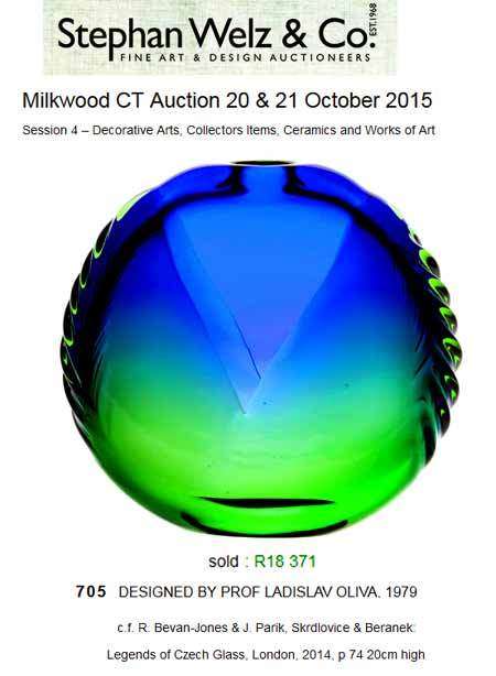 ABSOLUTELY MAGNIFICENT COBALT BLUE AND BRIGHT GREEN VASE, DESIGNED BY LADISLAV OLIVA (1933-) IN 1979