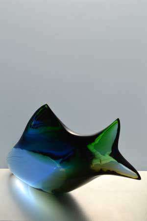 A VERY RARE CULT ITEM: EXBOR FISH GLASS SCULPTURE DESIGNED BY ROZINEK AND HONZIK IN THE 1960s