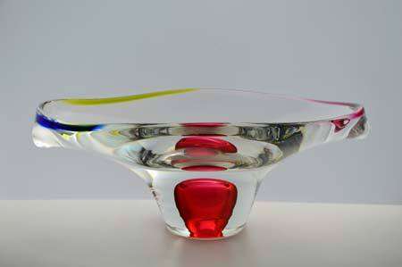 DAZZLING CZECH ART GLASS CHRIBSKA BOWL DESIGNED BY PROF JOSEF HOSPODKA FOR CHRIBSKA